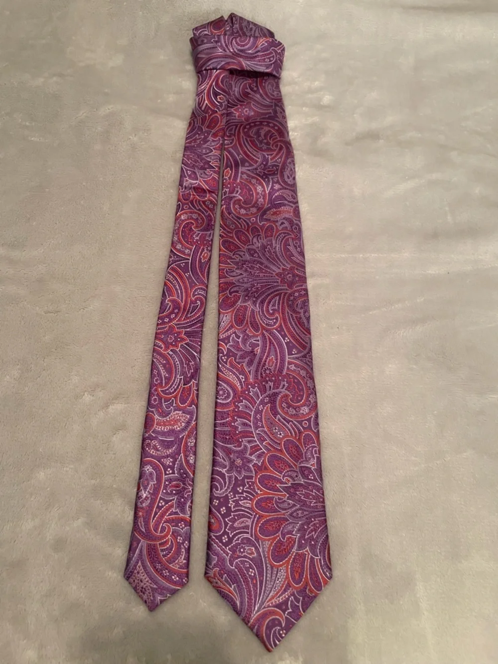 CANALI Italy 100% Silk Paisley Tie Purple Magenta Orange 1934 Luxury
